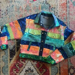 Show time sequined multicolored jacket one size